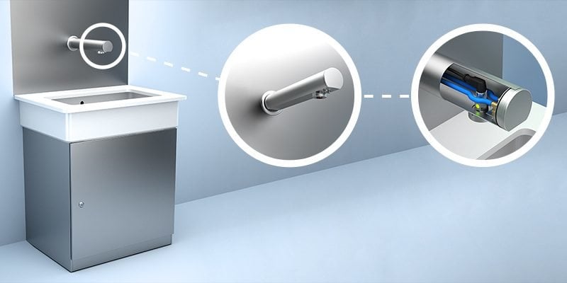 Compact Dual-Mode Photoelectric Sensors Save Space and Cut Cost in Non-Contact Hand-Sanitization Equipment